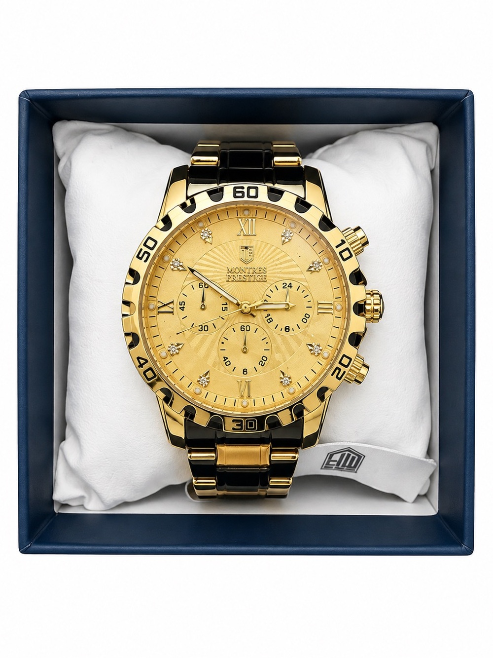 Montres Prestige Gold & Black Chronograph-Style Watch